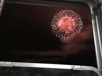 Fireworks seen from the sightseeing boat